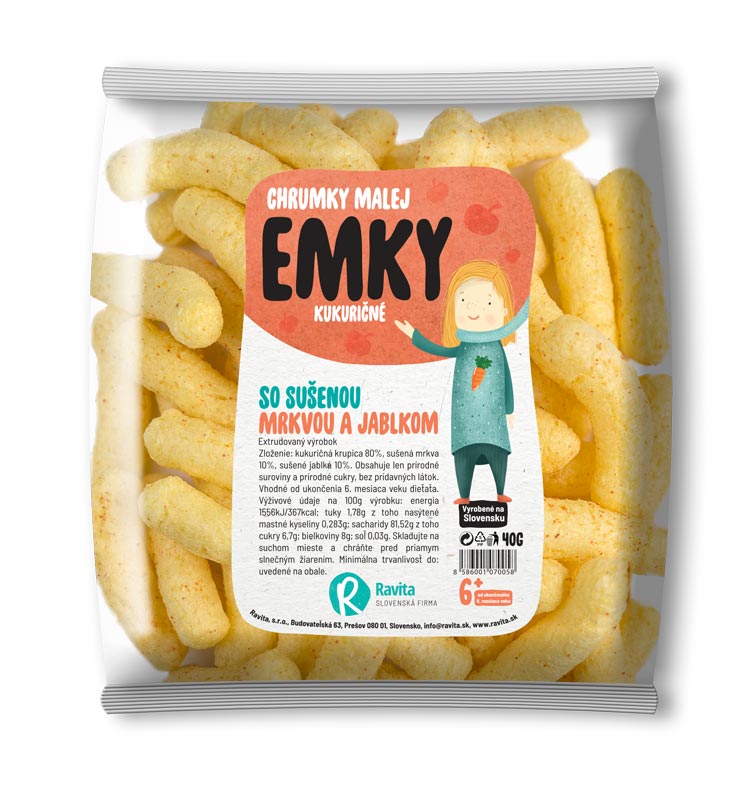 Křupky Emky se sušenou mrkví a jablkem 40g