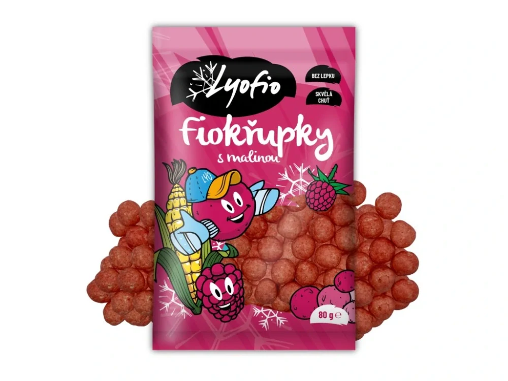 Lyofio Kukuřičné křupky – malina 80 g