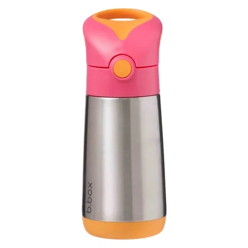 b.box Termoska na pití s brčkem 350 ml - růžová/oranžová