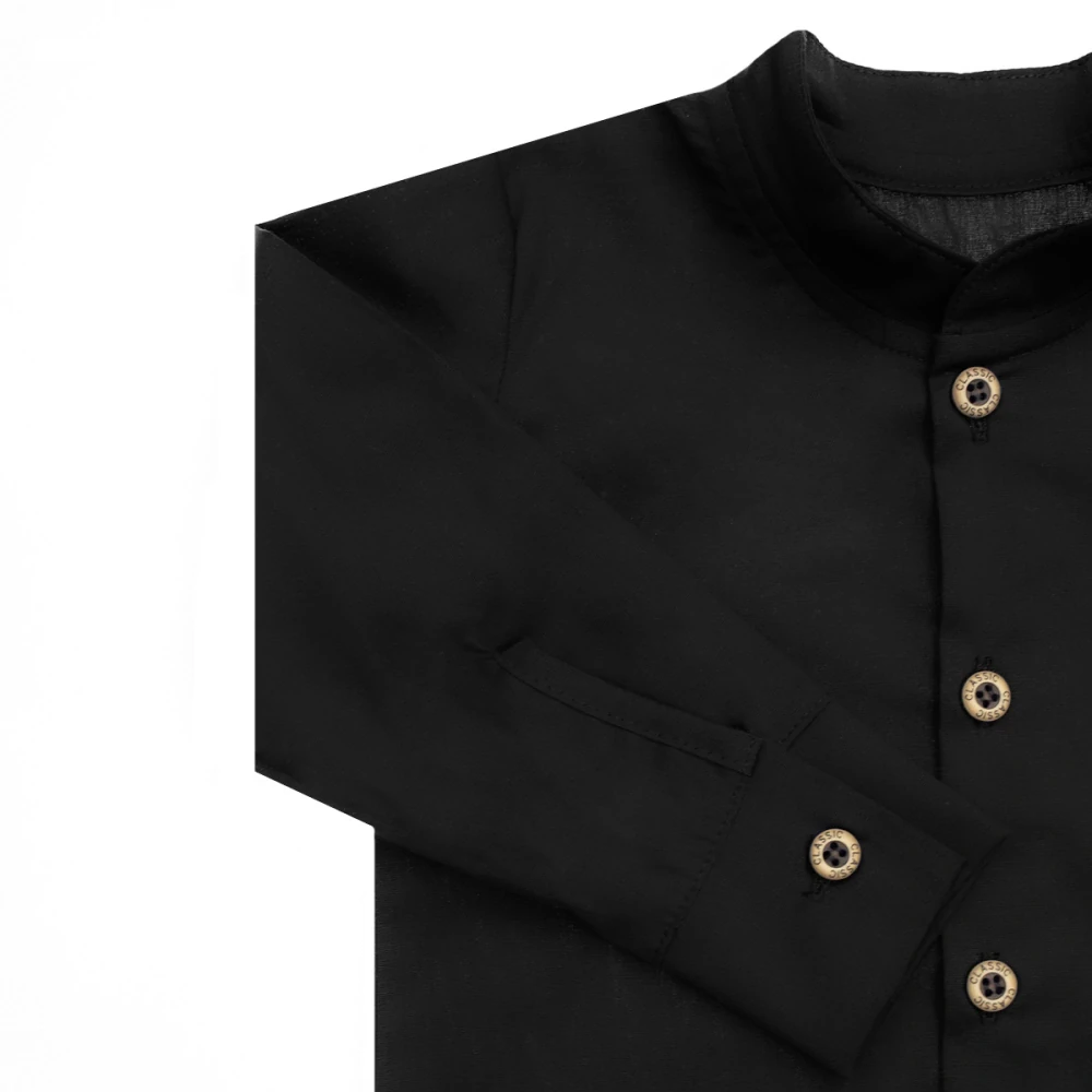 Chlapecká košile s dlouhým rukávem, černá, stojáček