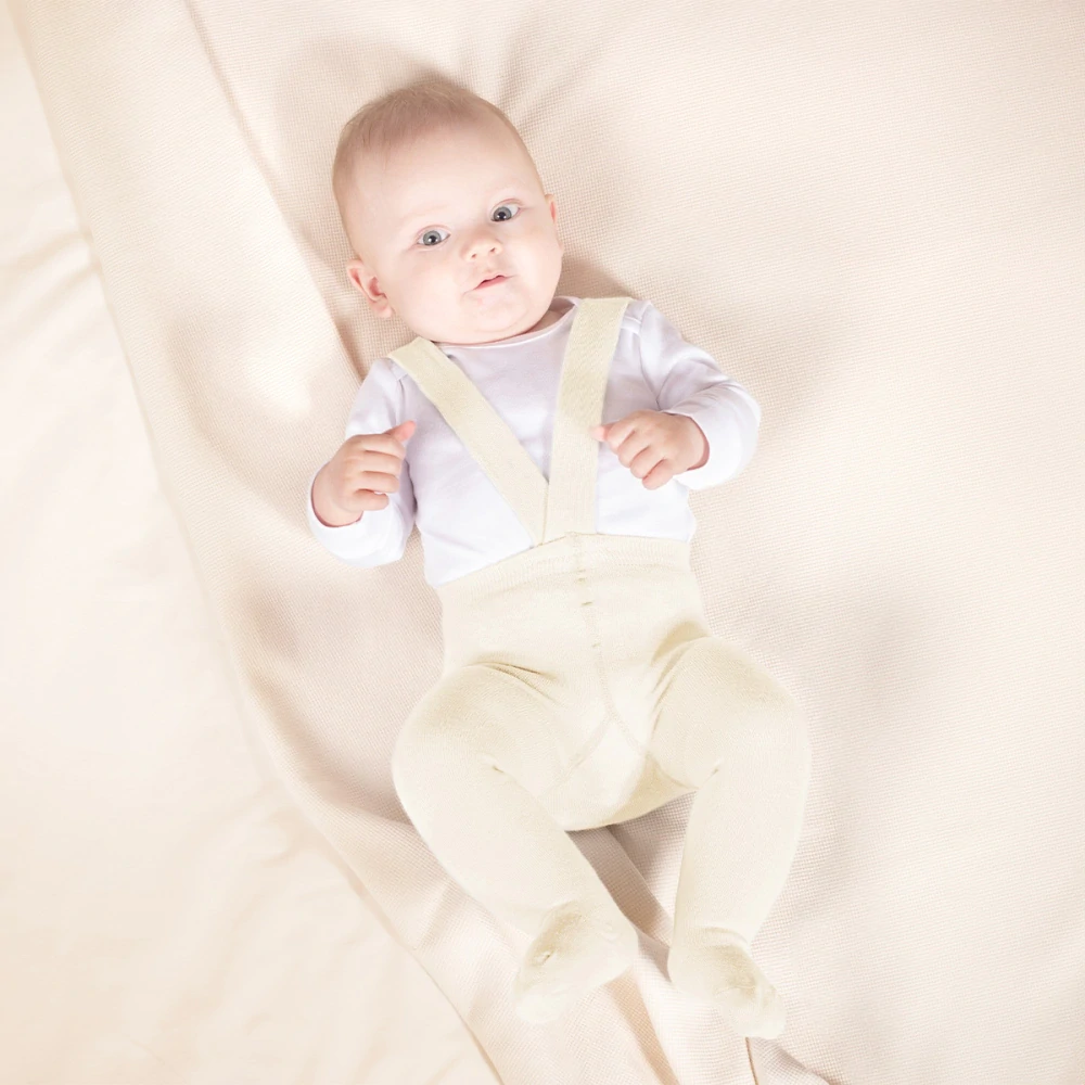 Bambusové punčocháče s kšandami, krémové