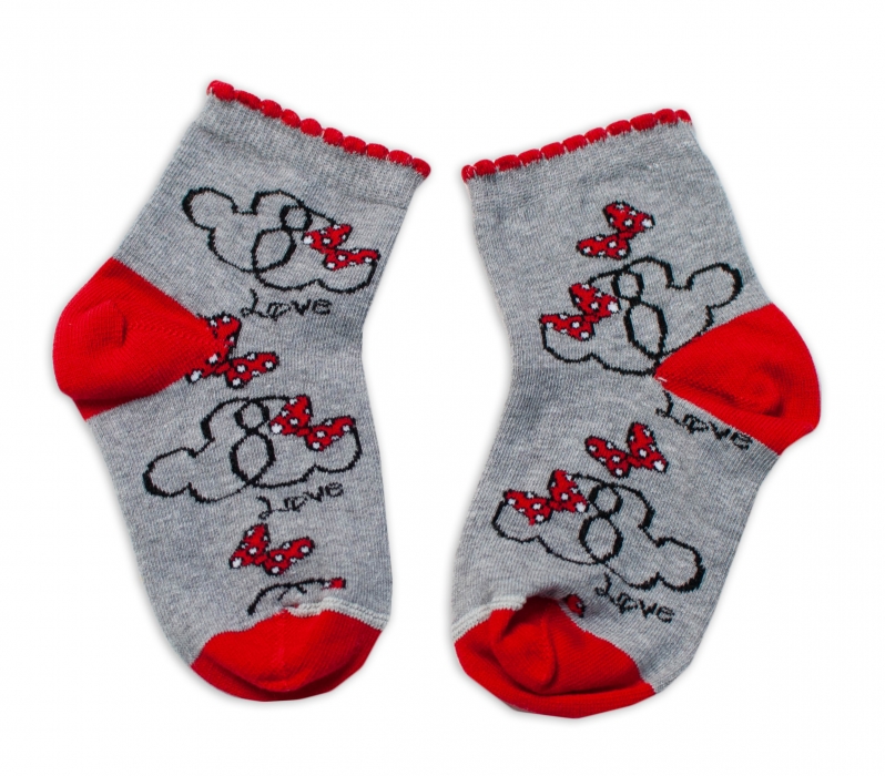 Baby Bavlněné ponožky Minnie Love - šedé, vel. 104/116