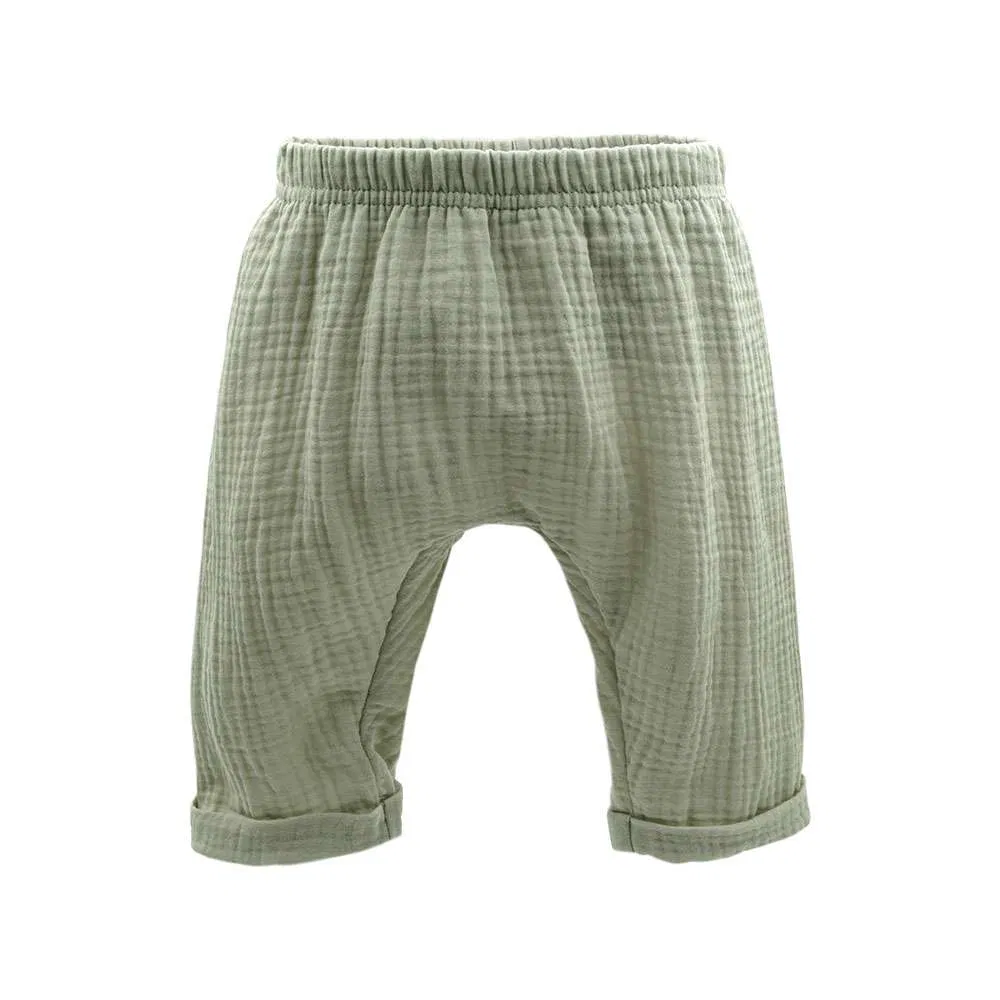 Mušelínové ohrnuté kalhoty GOTS BABY, vel. 86/92