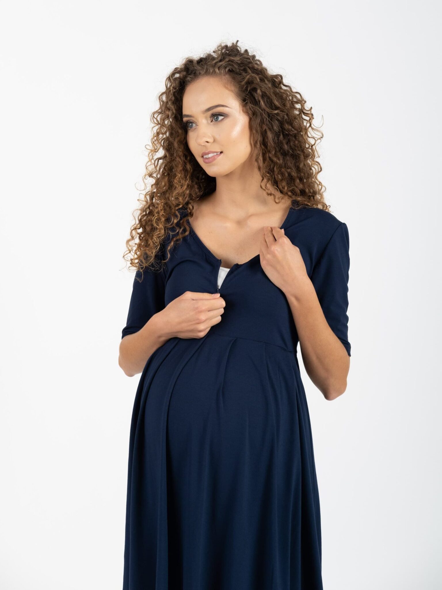Tmavě modré těhotenské a kojící šaty Balbina