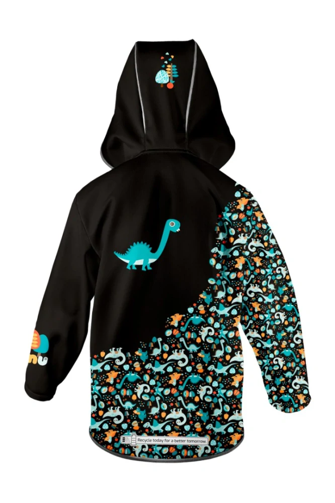 Wamu Softshellová bunda dětská, DINOSAUŘI, černo-hnědá