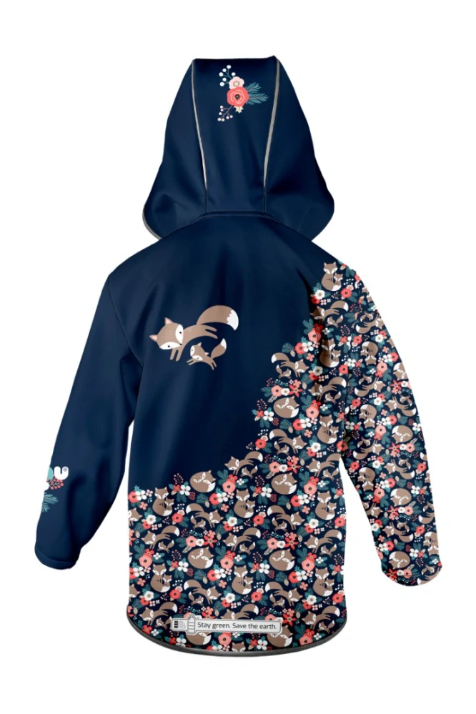 Wamu Softshellová bunda dětská, LIŠKY, tmavě modrá