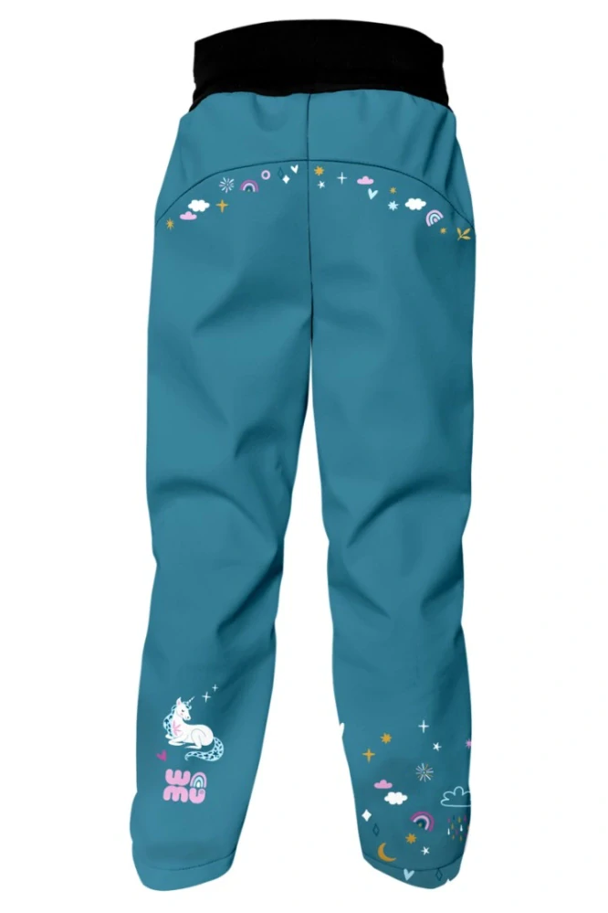 Wamu Softshellové kalhoty dětské, JEDNOROŽCI, petrolejová