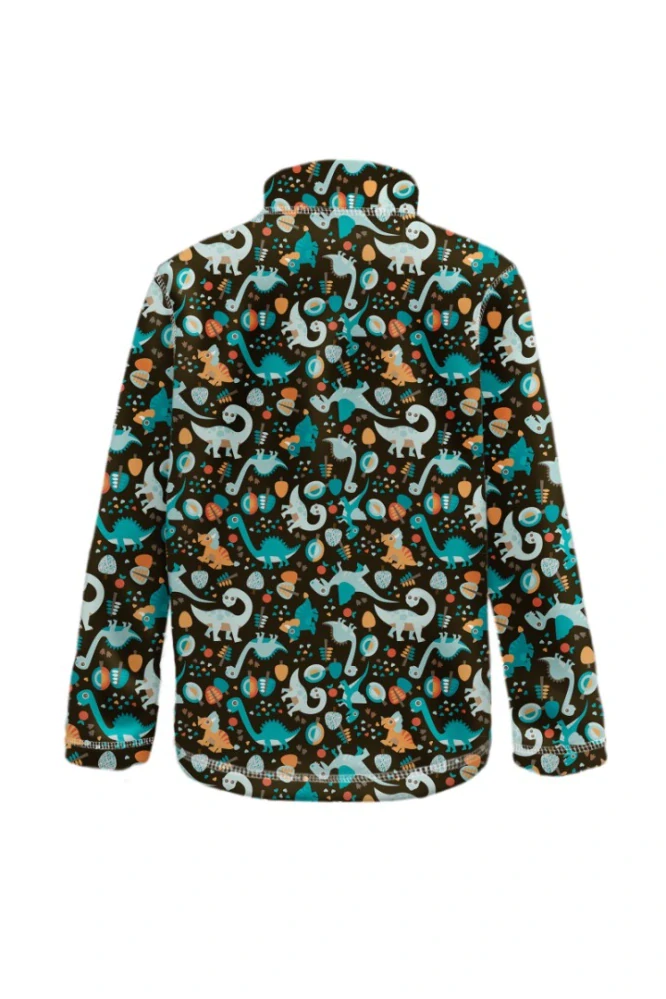 Wamu Fleecová mikina dětská, DINOSAUŘI, hnědo-černá