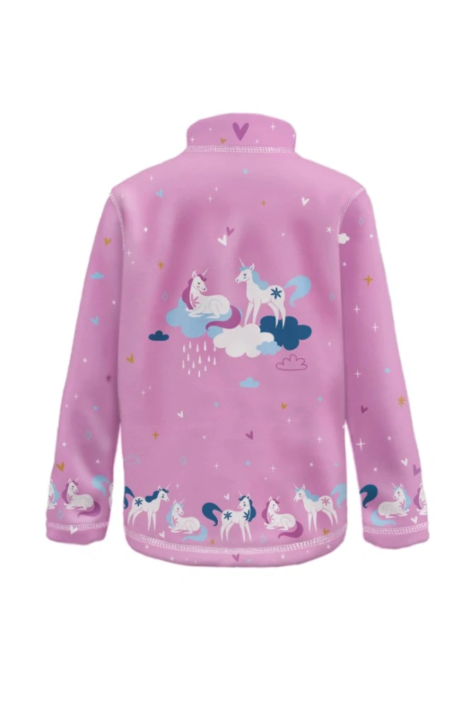 Wamu Fleecová mikina dětská, JEDNOROŽCI, růžová