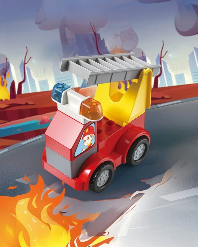 Stavebnice hasičský vůz, 9 dílků, velké kostky pro malé děti