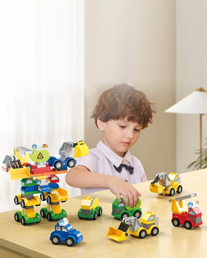 Stavebnice robot z aut 6v1 z velkých kostek - 57 dílků pro děti od 3 let 