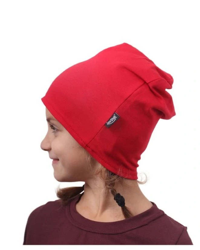 Jožánek Dětská čepice bavlněná, oboustranná, černá + červená