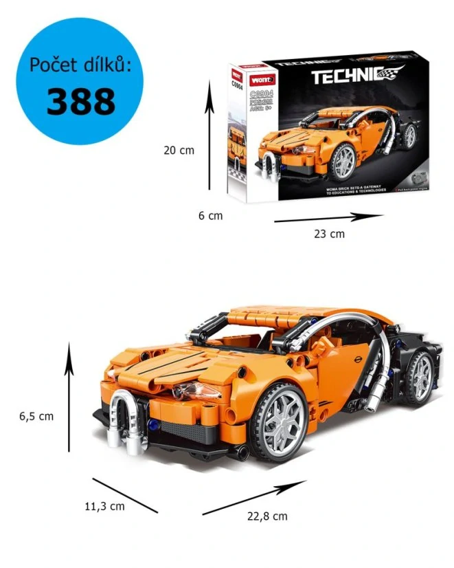 Woma Stavebnice auto Technic s natahovacím pohonem a otevíracími dveřmi | 388 dílků