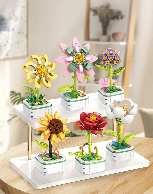 Woma Stavebnice květina s podstavcem, bílá kamélie, 122 dílků