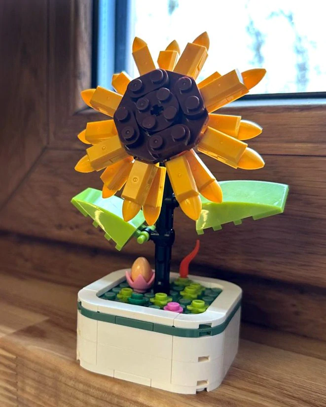 Woma Stavebnice květina s podstavcem, slunečnice, 153 dílků