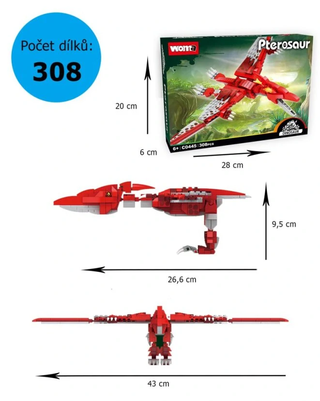 Woma Stavebnice Pterosaurus 43 cm – létající dinosaurus s pohyblivými klouby, 308 dílkůStavebnice Pterosaurus 43 cm – létající dinosaurus s pohyblivými klouby, 308 dílků