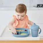 b.box Silikonový dělený talířek s víčkem a přísavkou - modrý