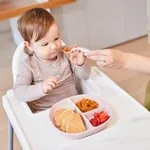 b.box Silikonový dělený talířek s víčkem a přísavkou - růžový