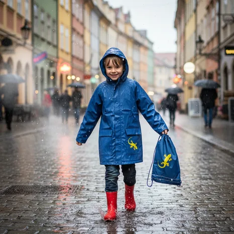 PIDILIDI Pláštěnka Salamander + pytlík, modrá, vel. 92