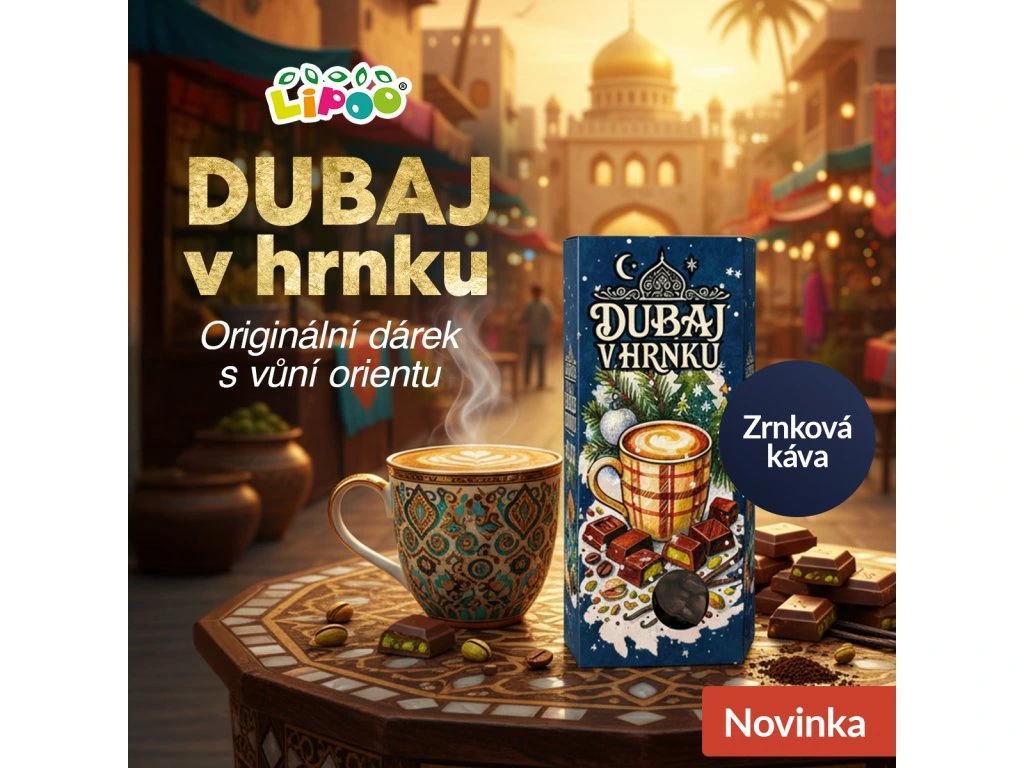 LIPOO DUBAJ V HRNKU - ZRNKOVÁ KÁVA S PŘÍCHUTÍ DUBAJSKÉ ČOKOLÁDY 40g