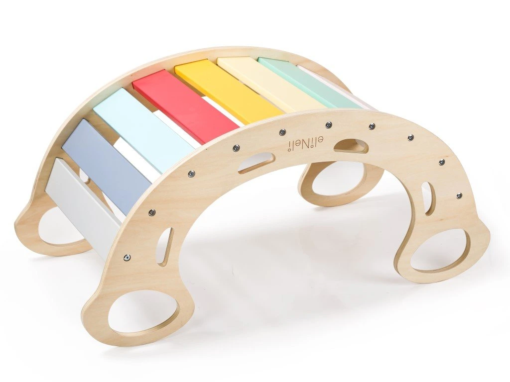 eliNeli Dřevěná montessori houpačka PRO 5v1 set s prknem 2v1 fresh