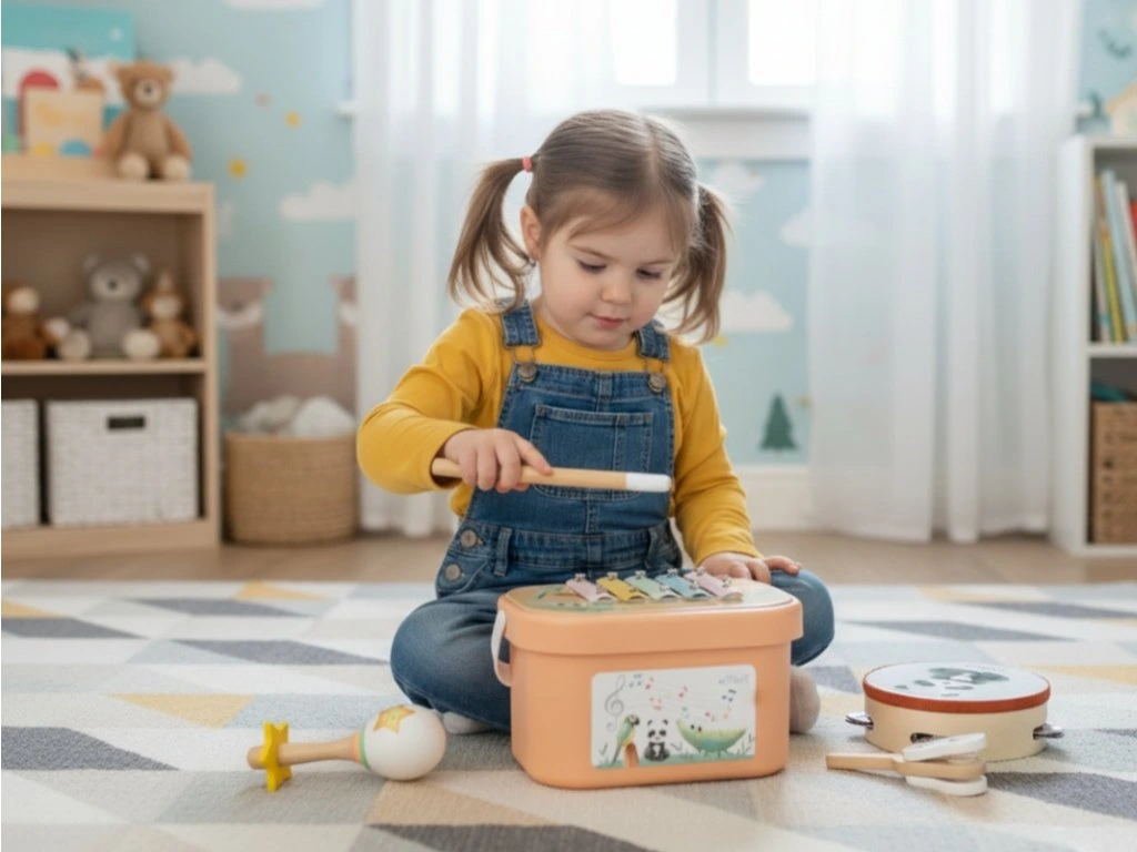 eliNeli Sada dětských hudebních nástrojů v boxu - pastel