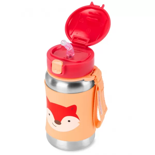 SKIP HOP Spark Style Láhev s brčkem na vodu nerez 12m+ Liška