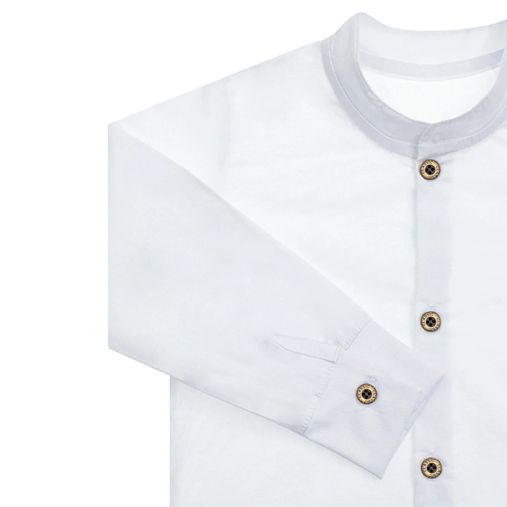 Chlapecká košile s dlouhým rukávem, bílá, stojáček, vel. 146