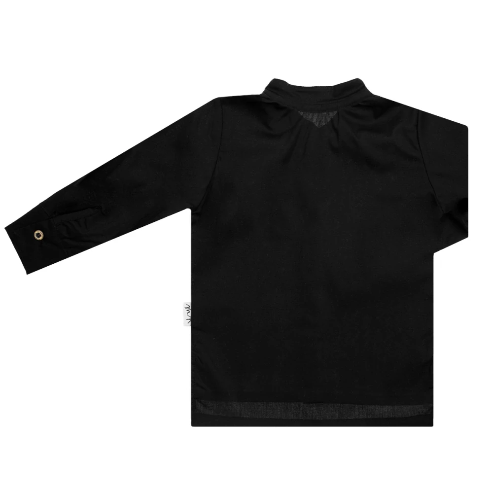 Chlapecká košile s dlouhým rukávem, černá, stojáček