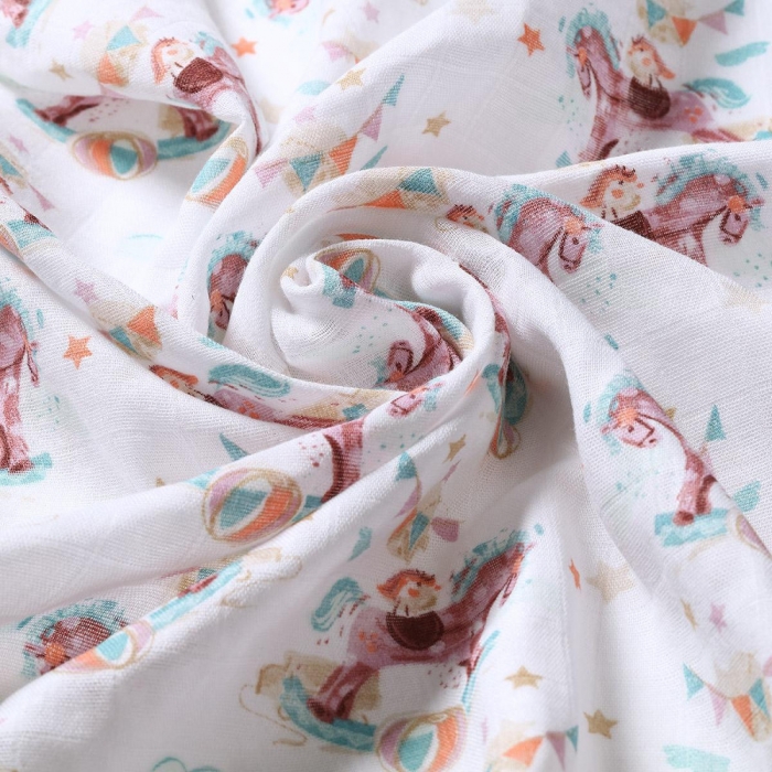 Bambusové dětské plenky 3 ks, Houpací koník - fialové