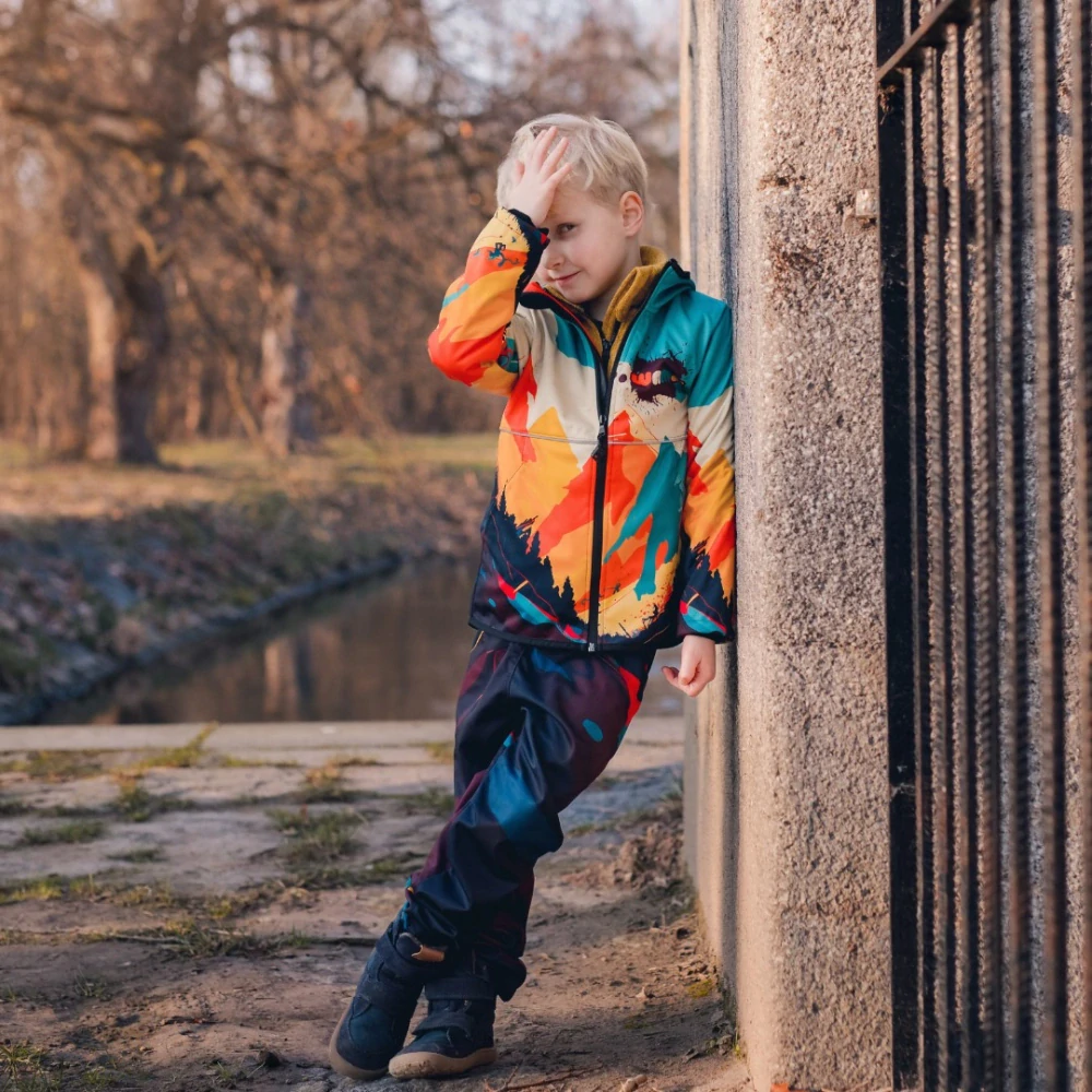 Wamu Softshellové kalhoty dětské, MOUNTAIN BIKE, tmavá