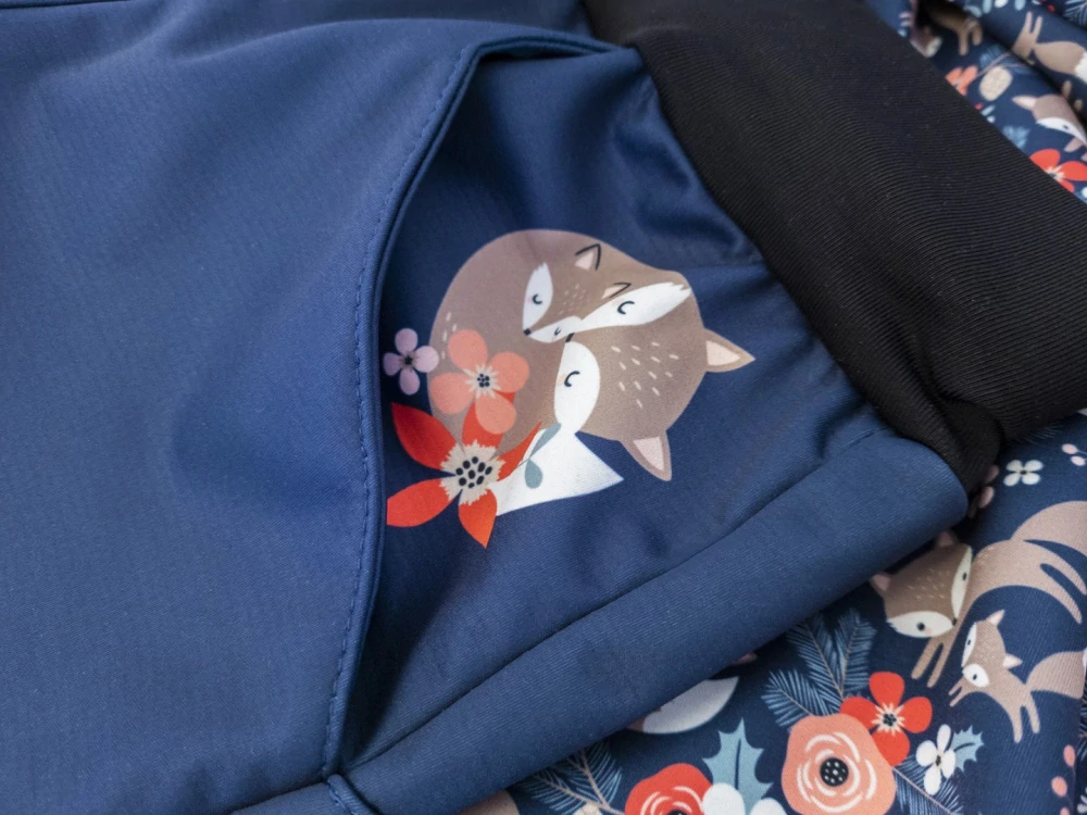 Wamu Softshellové kalhoty dětské, LIŠKY, tmavě modrá