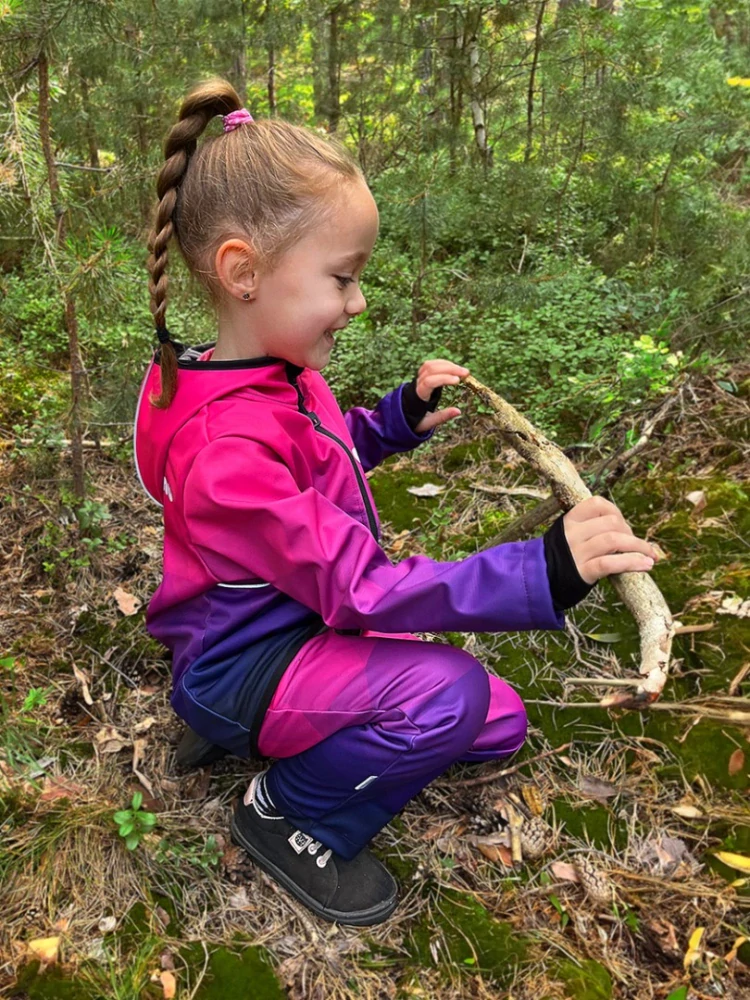 Wamu Softshellové kalhoty dětské, MOZAIKA, fialová