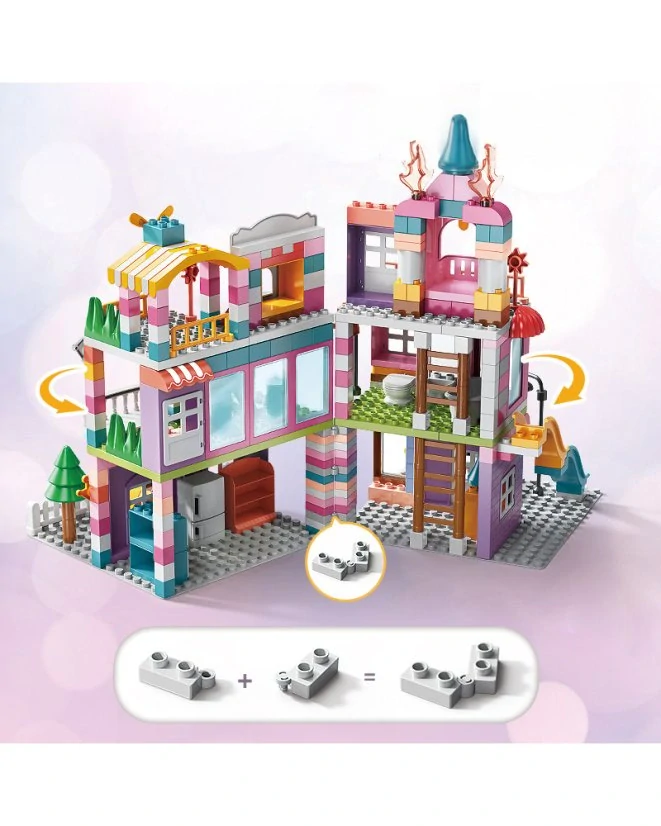 Stavebnice pro holky velká 3 patrová vila, 400 dílků, spousta vybavení a figurky, velké kostky pro děti 3+