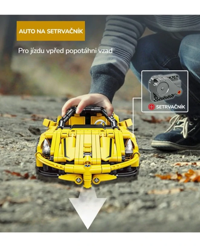 Woma Stavebnice závodní auto Technic, 391 dílků – natahovací model s otevíracím kufrem