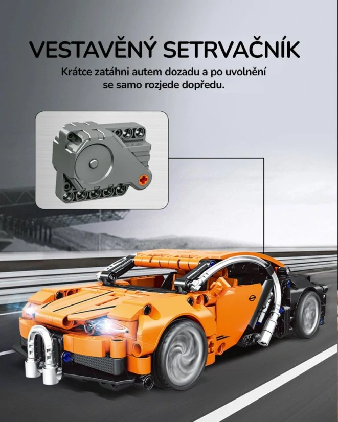 Woma Stavebnice auto Technic s natahovacím pohonem a otevíracími dveřmi | 388 dílků