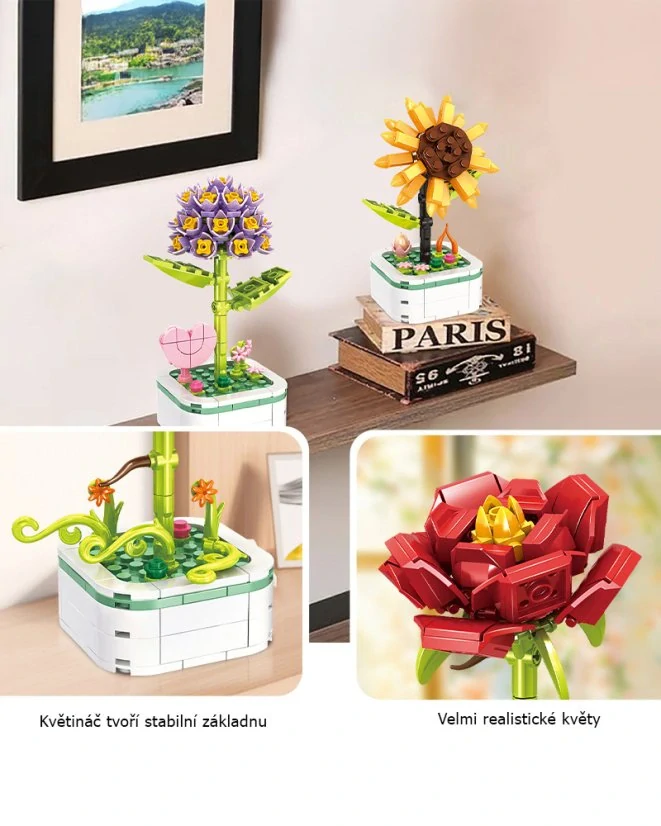 Woma Stavebnice květina s podstavcem, slunečnice, 153 dílků
