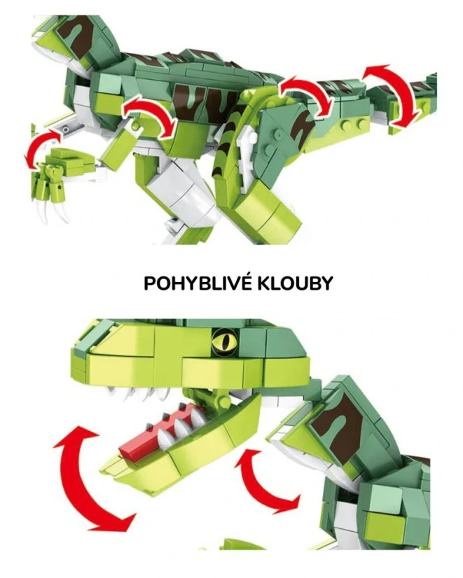 Woma Stavebnice dinosaurus Velociraptor 41 cm – realistický model s pohyblivými klouby, 533 dílků