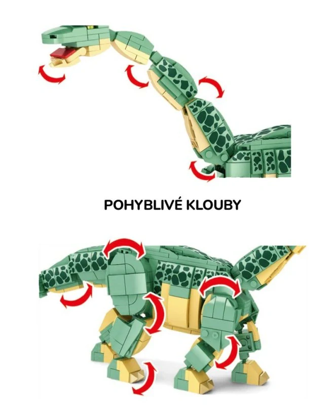 Woma Stavebnice dinosaurus Brontosaurus (46 cm dlouhý) s pohyblivými prvky, 589 dílků