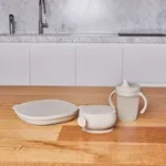 b.box Silikonový dělený talířek s víčkem a přísavkou - béžový