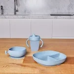 b.box Silikonový dělený talířek s víčkem a přísavkou - modrý