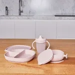 b.box Silikonový dělený talířek s víčkem a přísavkou - růžový