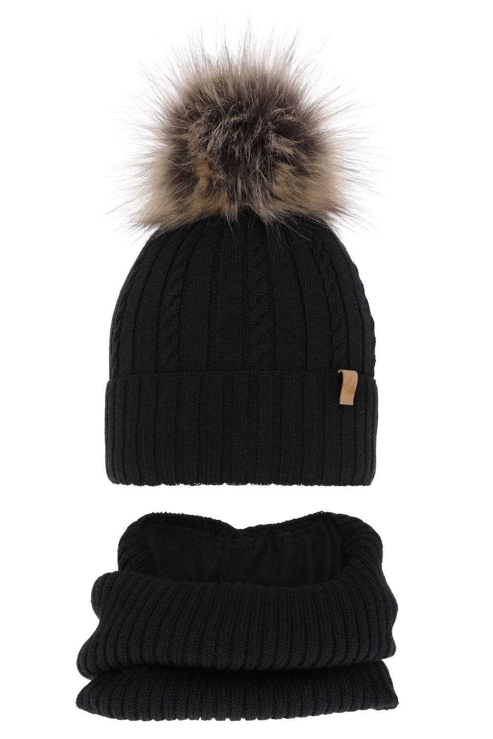 Agbo Komplet zimní dívčí: čepice a tunel - merino vlna Mirabel, vel. 48/50