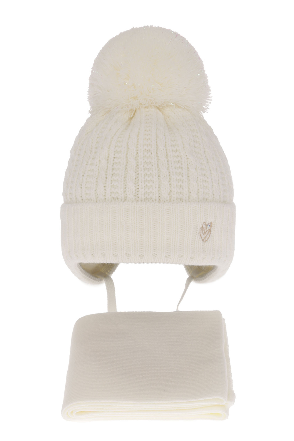 Agbo Zimní sada pro dívky: čepice a šála s bambulkou Marisa, vel. 38/40