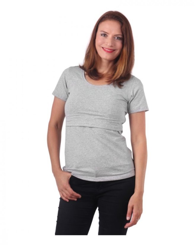 Kojící tričko Kateřina krátký rukáv šedý melír