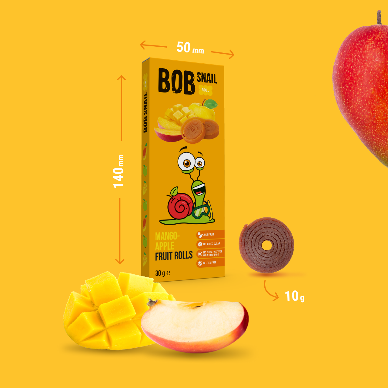 Bob snail Šnek BOB Ovocné rolky mango a jablko 30g