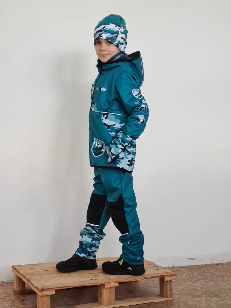 Wamu Softshellová bunda dětská, MASKÁČ, petrolejová