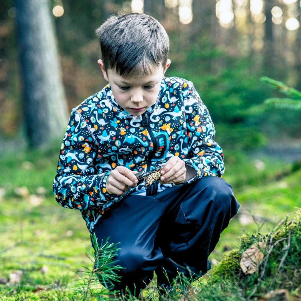 Wamu Fleecová mikina dětská, DINOSAUŘI, hnědo-černá