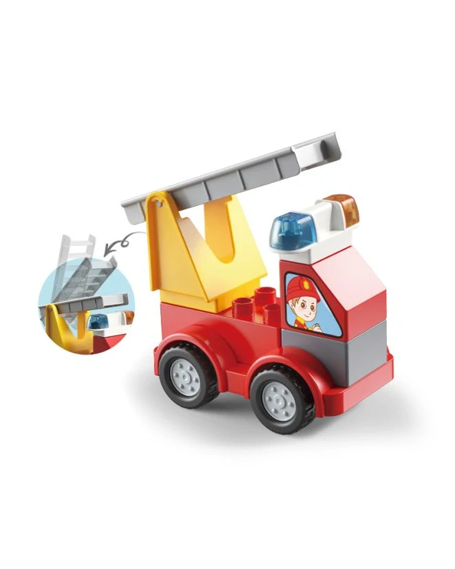 Stavebnice hasičský vůz, 9 dílků, velké kostky pro malé děti
