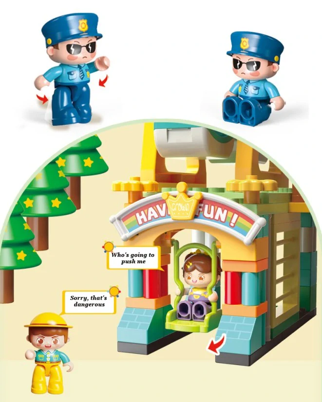 Stavebnice velký zábavní park s ruským kolem, klouzačkami, vláčkem a figurkami, 235 dílků, velké kostky pro děti od 3 let